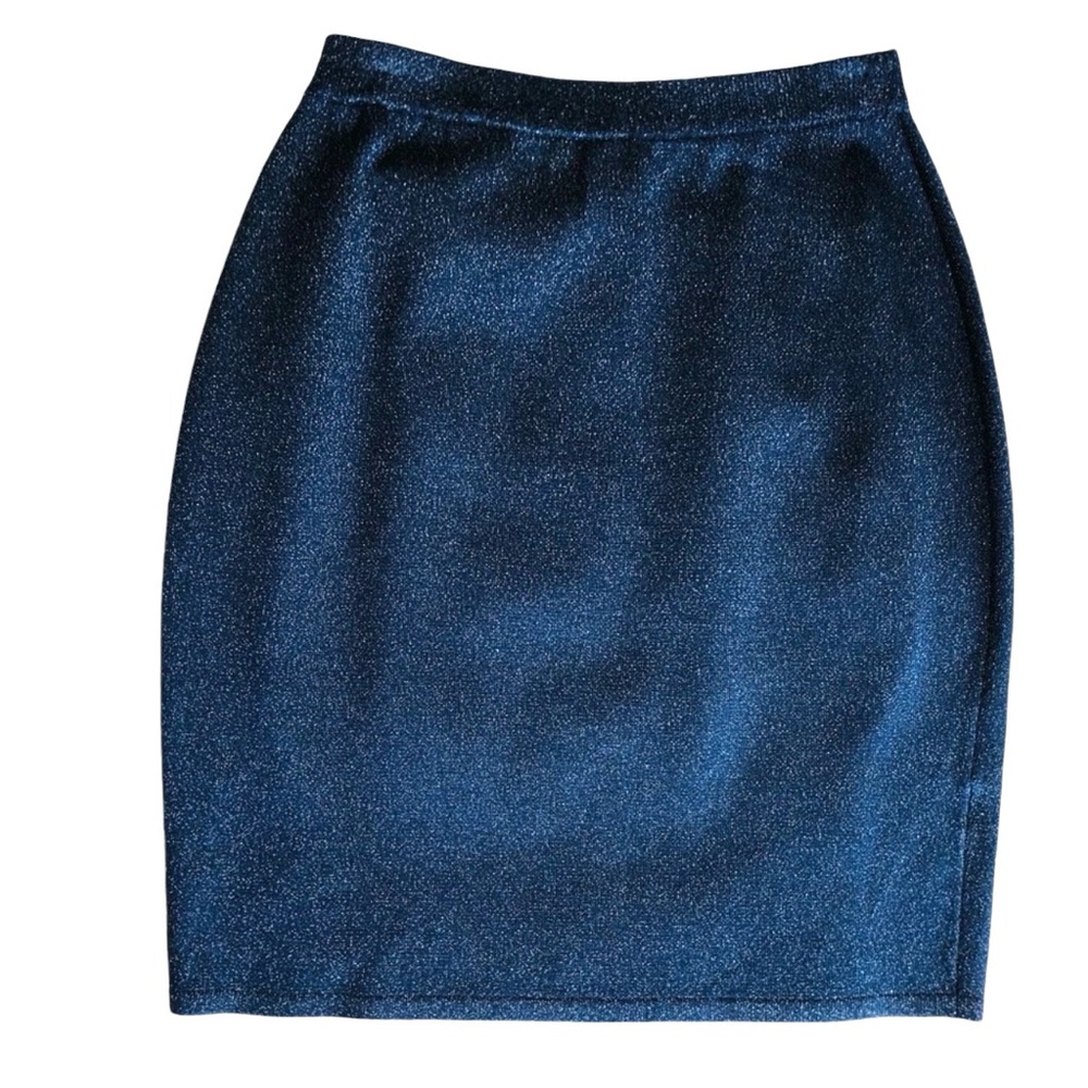 Dana Buchman Dark Navy Shimmer Petite Pencil Midi Stretch  Skirt Career Work 4P